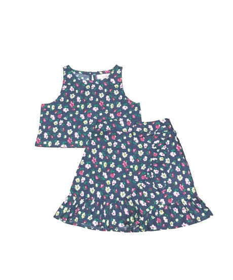 Unik Girl Denim Print Skirt Set - Denim Print, Girls Skirt Set, Multi Color, 2-14 (1 Set)