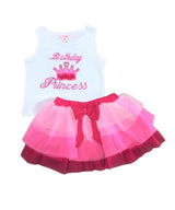 Girl Tulle Layered Birthday Princess Skirt Set - Pink, Mint, Purple (Sizes 2-8)