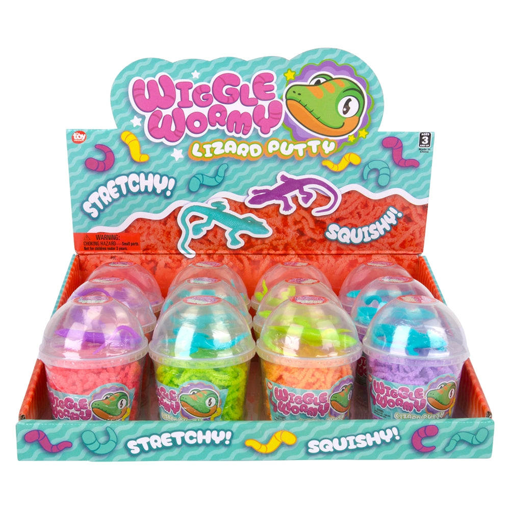 Wiggle Wormy Lizard Putty (12 Pc Display)