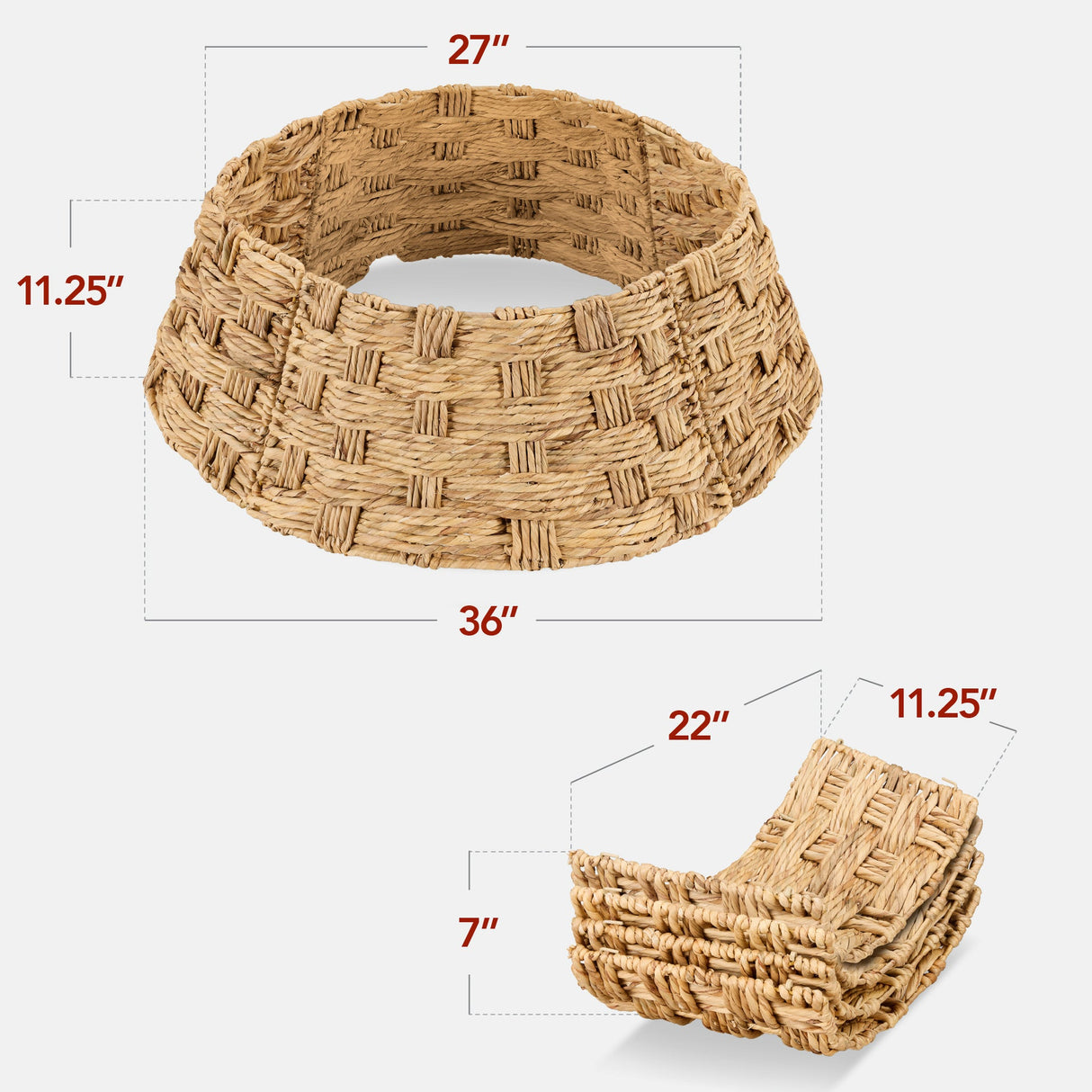 36-Inch Woven Water Hyacinth Christmas Tree Collar