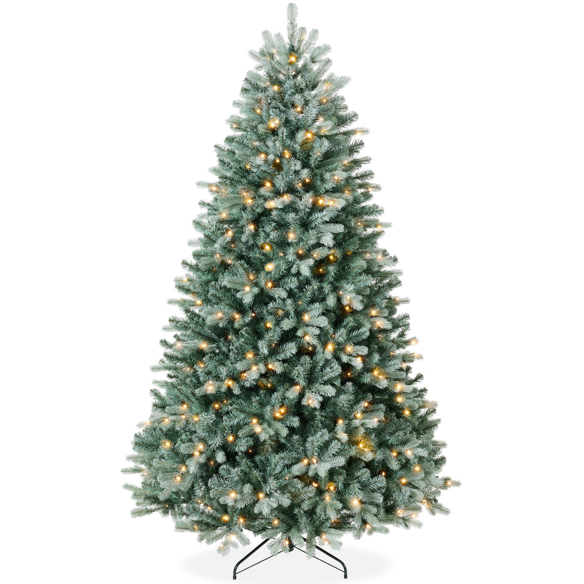 Pre-Lit Spruce Christmas Tree with Twinkling LED String Lights product image showing its overall design and key.