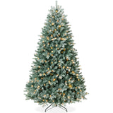 Pre-Lit Spruce Christmas Tree with Twinkling LED String Lights product image showing its overall design and key.