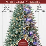 Pre-Lit Spruce Christmas Tree with Twinkling LED String Lights product image showing its overall design and key.