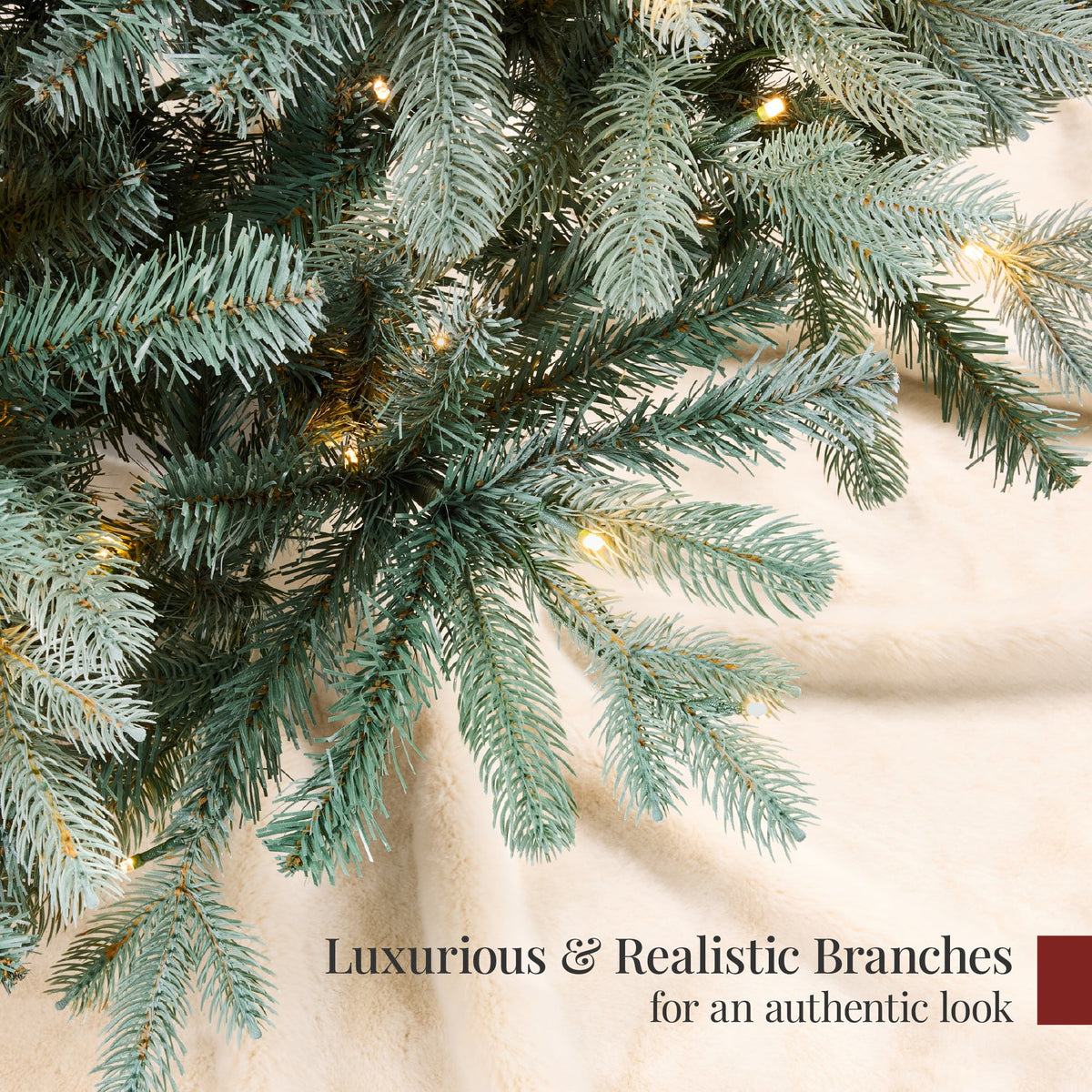 Pre-Lit Spruce Christmas Tree with Twinkling LED String Lights product image showing its overall design and key.