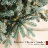 Pre-Lit Spruce Christmas Tree with Twinkling LED String Lights product image showing its overall design and key.