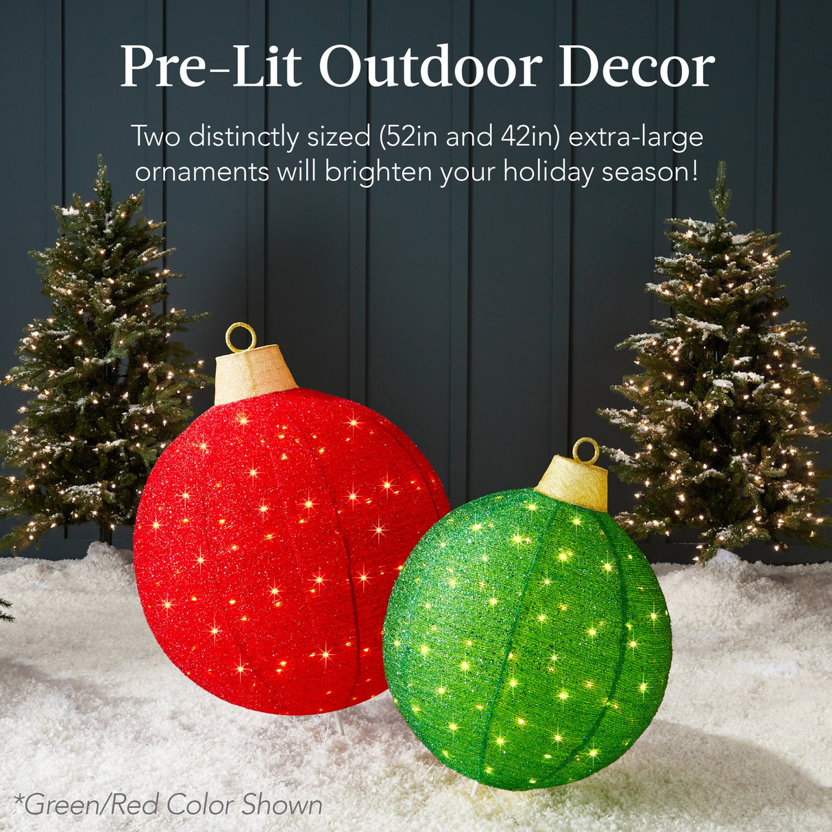 2-Piece Lighted Pop-Up Christmas Ornament Set with 220 LED Lights