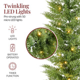Pre-Lit Cedar Cypress Christmas Garland with Twinkling LED Lights