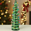 21-Inch Hand-Painted Ceramic Christmas Tree with LED Lights