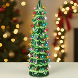 21-Inch Hand-Painted Ceramic Christmas Tree with LED Lights