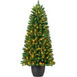 Pre-Lit Potted Pencil Christmas Tree with Twinkling LED Lights product image showing its overall design and key.