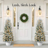 Pre-Lit Potted Flocked Christmas Tree with Twinkling LED Lights product image showing its overall design and key.