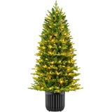 Pre-Lit Potted Pencil Christmas Tree with Multi-Color LED Lights product image showing its overall design and key.