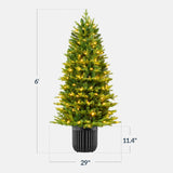 Pre-Lit Potted Pencil Christmas Tree with Multi-Color LED Lights product image showing its overall design and key.