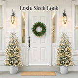 Pre Lit Potted Flocked Pencil Christmas Tree with LED Lights
