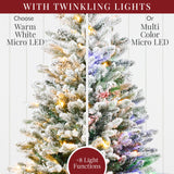 Pre Lit Potted Flocked Pencil Christmas Tree with LED Lights
