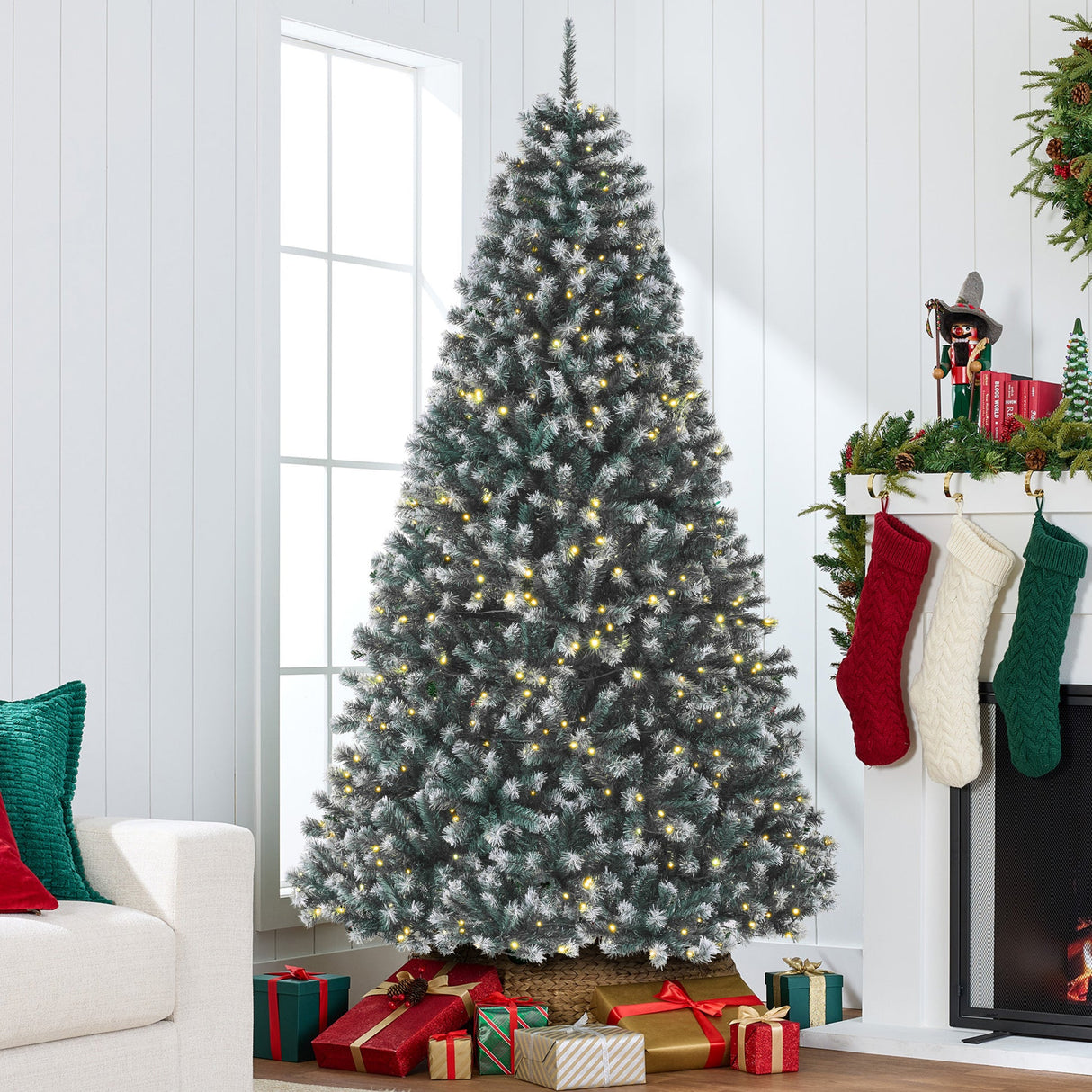 Pre Lit Frosted Blue Spruce Christmas Tree with Lights
