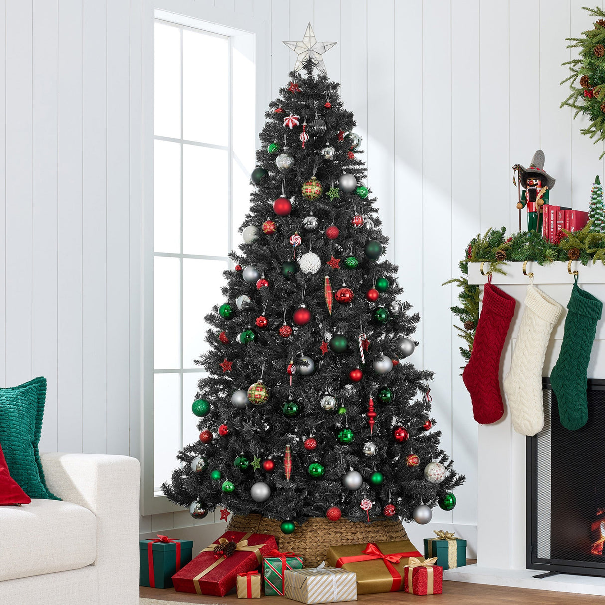 Pre Lit Black Spruce Christmas Tree with Twinkle Lights