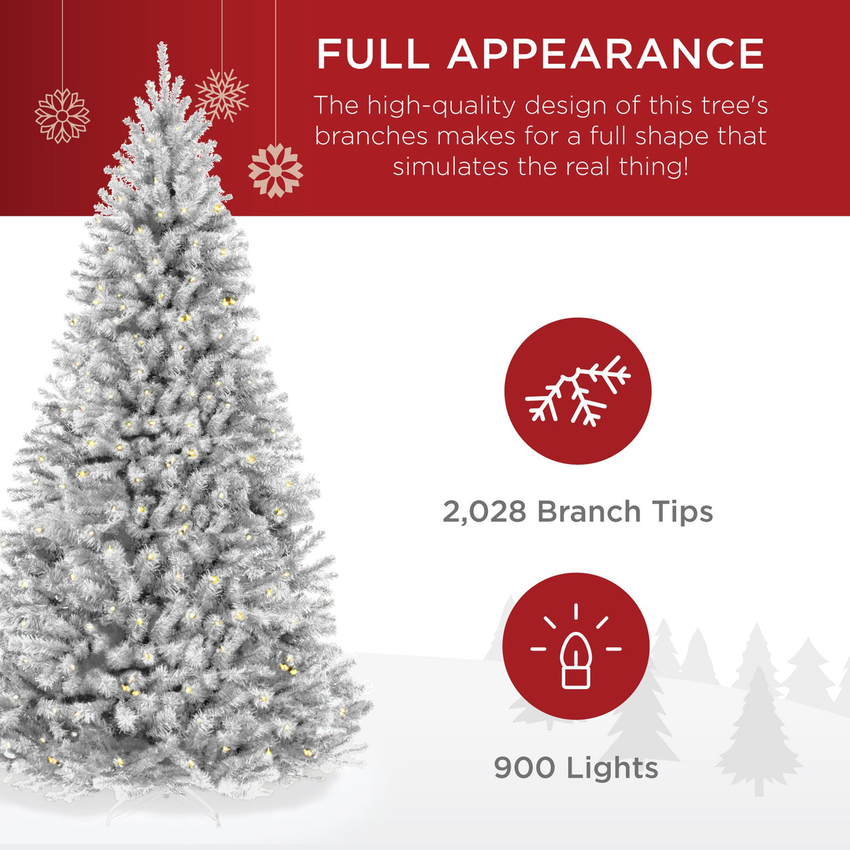 Pre Lit White Spruce Christmas Tree with Twinkling Lights