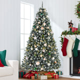 Pre Lit Frosted Green Spruce Christmas Tree with Twinkling Lights