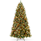 Pre Lit Frosted Spruce Christmas Tree with Pinecones & Berries