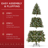 Pre Lit Frosted Spruce Christmas Tree with Pinecones & Berries
