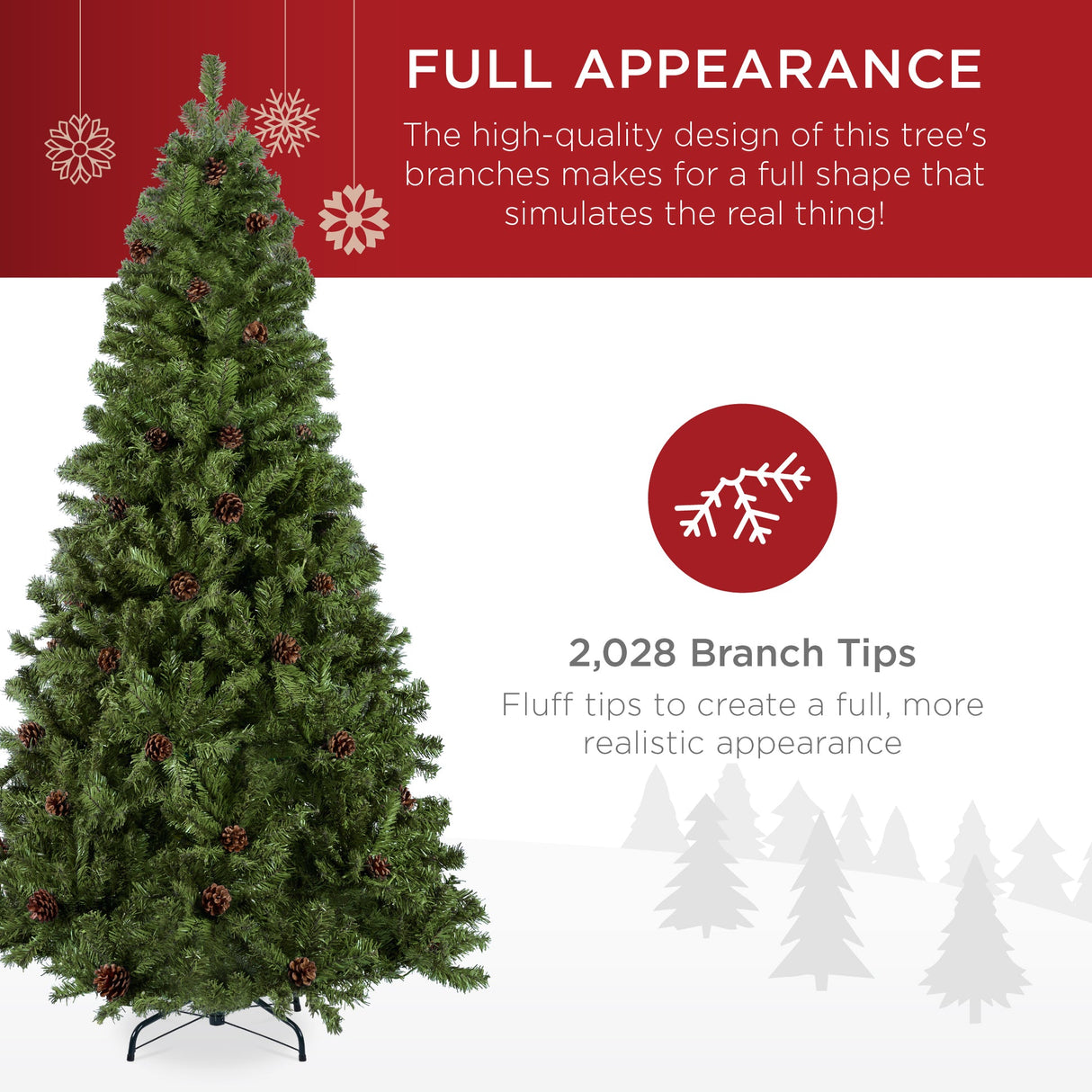 Pre Decorated Christmas Tree with Pinecones Natural Look