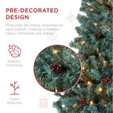 Pre Lit Pre Decorated Christmas Tree with Pinecones LED Lights