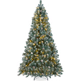 Pre Lit Flocked Christmas Tree with Pinecones LED Lights