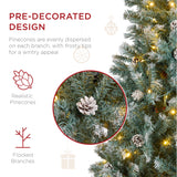 Pre Lit Flocked Christmas Tree with Pinecones LED Lights