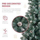 Pre Decorated Flocked Christmas Tree with Pinecones