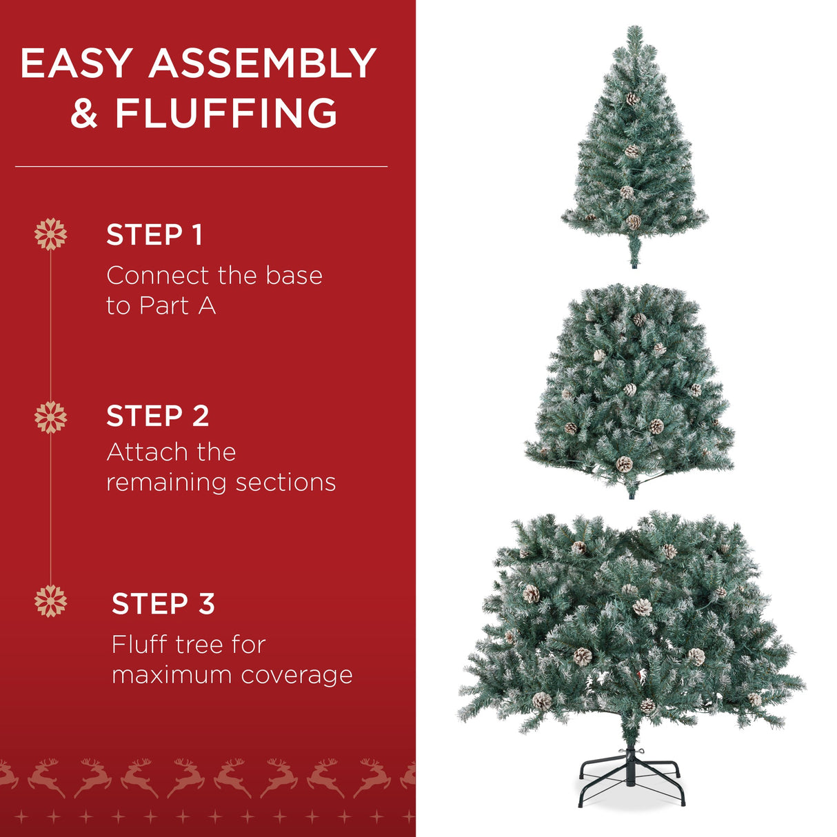 Pre Decorated Flocked Christmas Tree with Pinecones