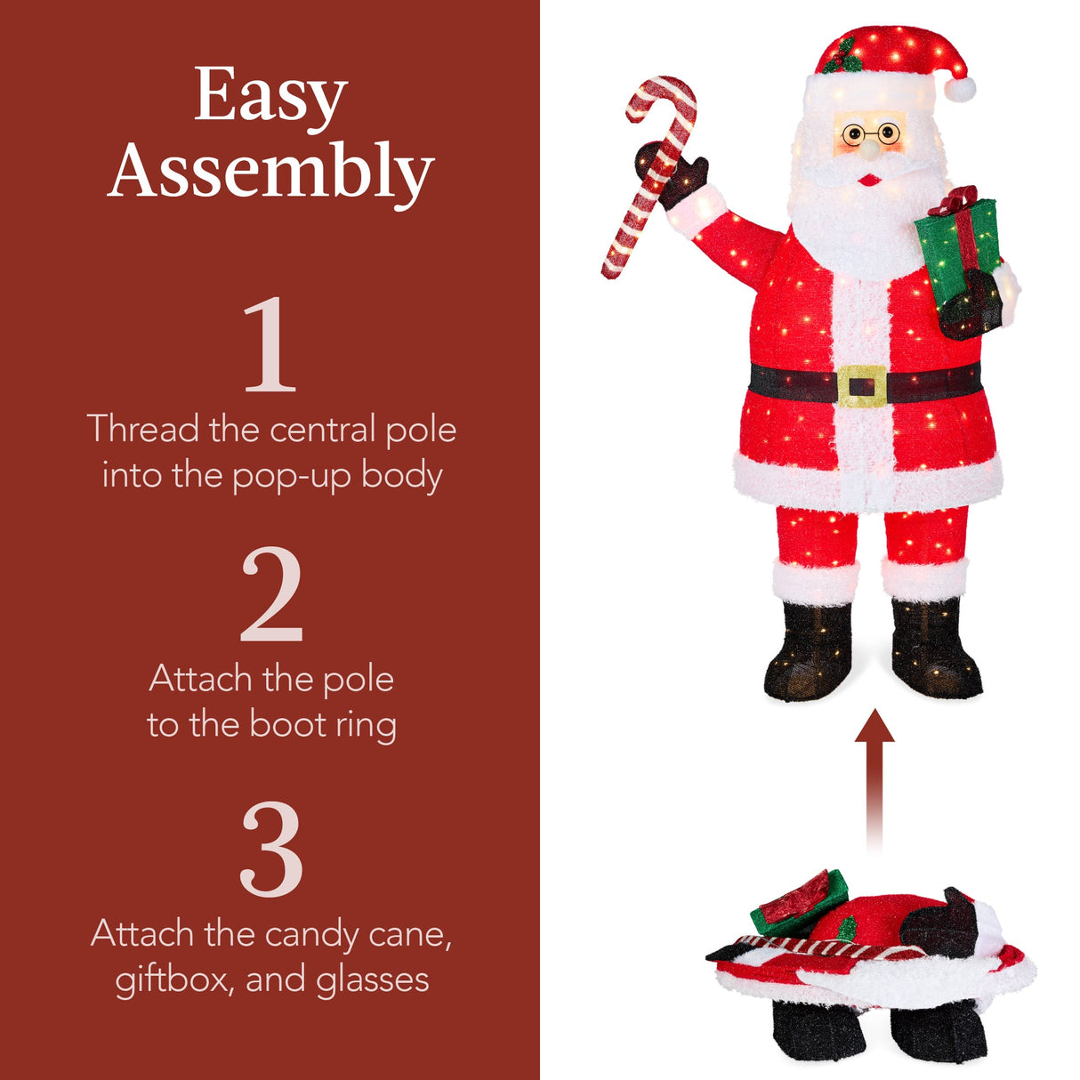 Lighted Pop-Up Santa Claus Christmas Decoration with LED Lights