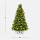 Pre-Lit Cedar Cypress Christmas Tree with Twinkling String Lights product image showing its overall design and key.