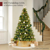 Pre-Lit Cedar Cypress Christmas Tree with Twinkling String Lights product image showing its overall design and key.