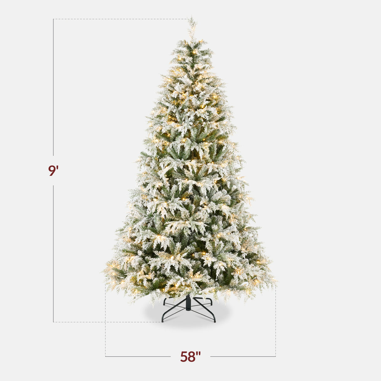 Pre Lit Flocked Cedar Cypress Christmas Tree with Twinkling LED Lights