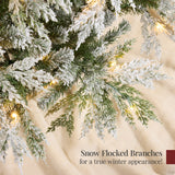 Pre Lit Flocked Cedar Cypress Christmas Tree with Twinkling LED Lights