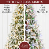Pre Lit Flocked Cedar Cypress Christmas Tree with Twinkling LED Lights