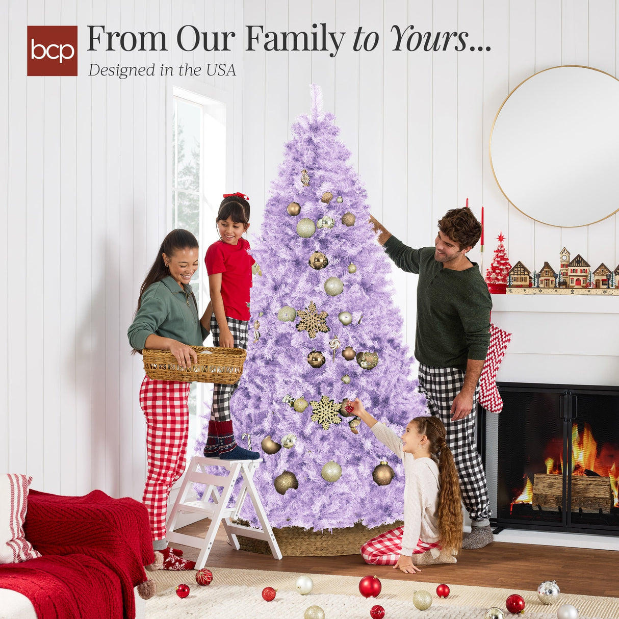 Artificial Lavender Christmas Tree Unlit Pine Design with Easy Assembly
