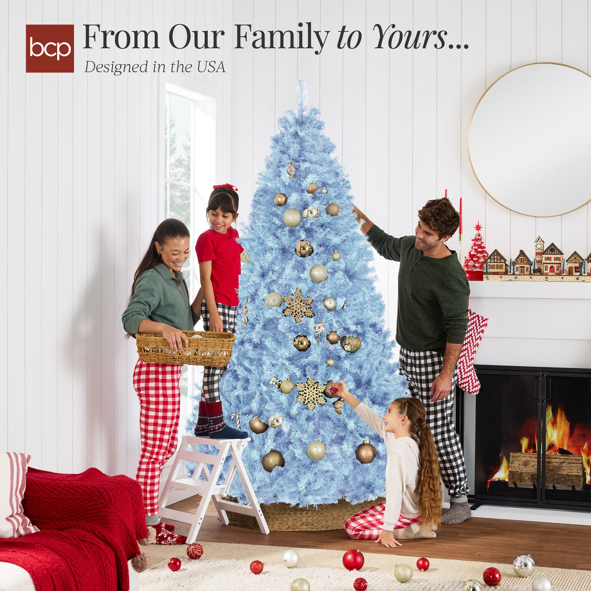 Unlit Artificial Christmas Tree with Flame-Retardant PVC Branches product image showing its overall design and key.