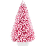 Snow Flocked Colorful Pine Christmas Tree with Metal Base