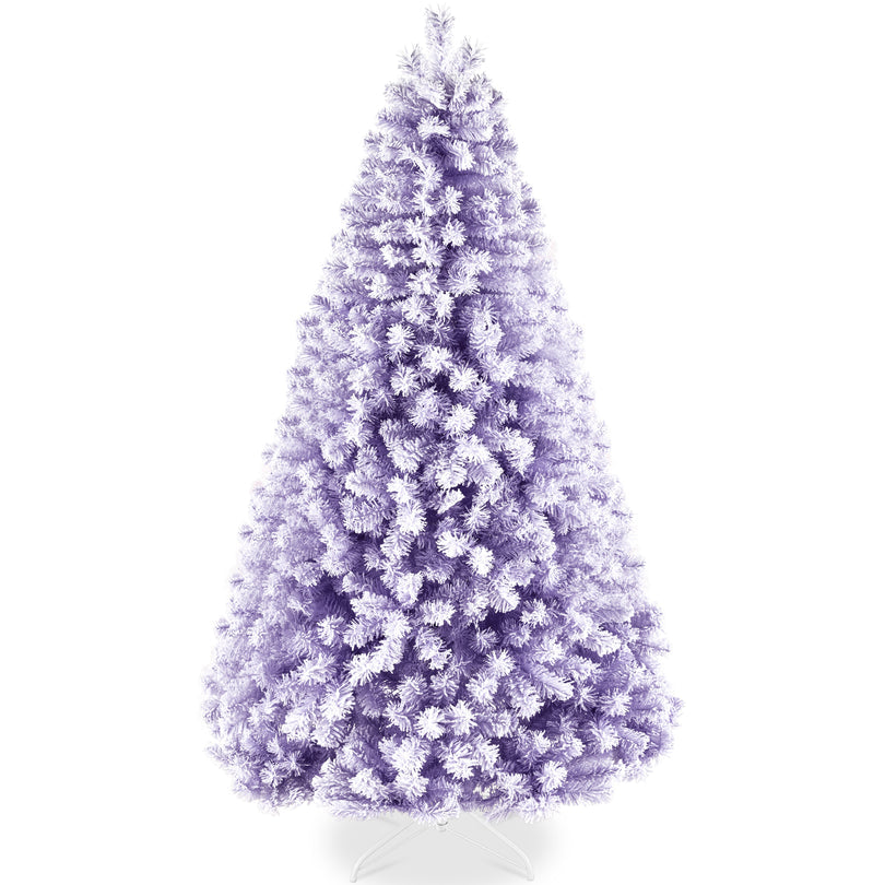Snow Flocked Colorful Pine Christmas Tree with Metal Base