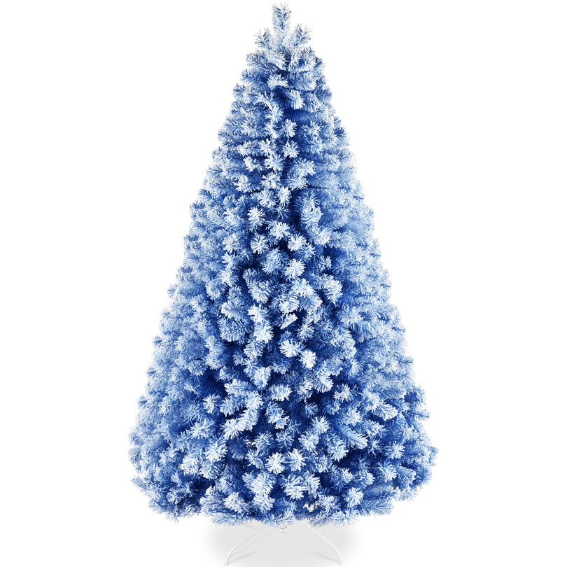 Snow Flocked Colorful Pine Christmas Tree with Metal Base