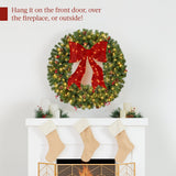 Pre-Lit Artificial Christmas Wreath with Red Bow, Berries & Pinecones