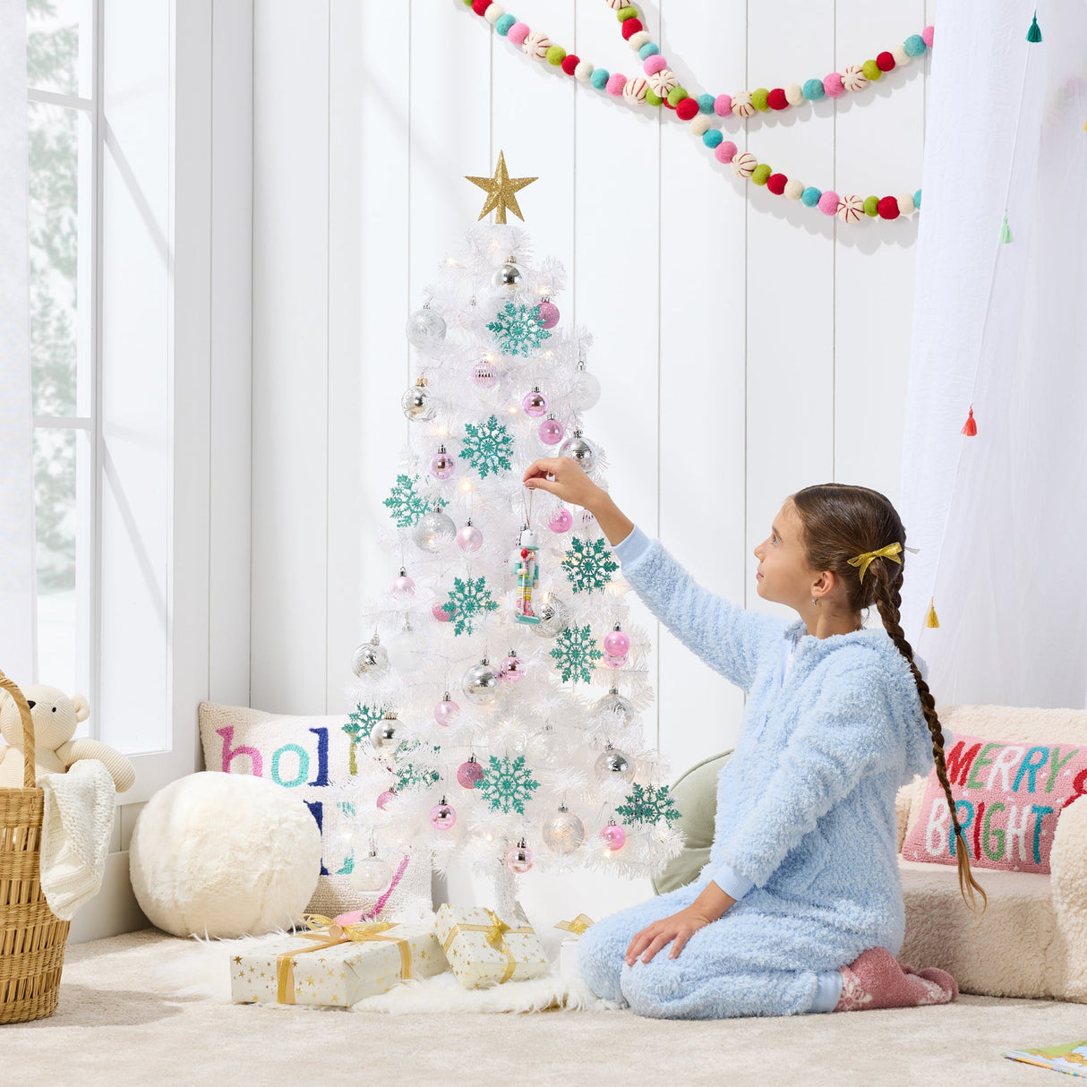 Pre Lit Colorful Mini Spruce Christmas Tree with LED Lights 4ft