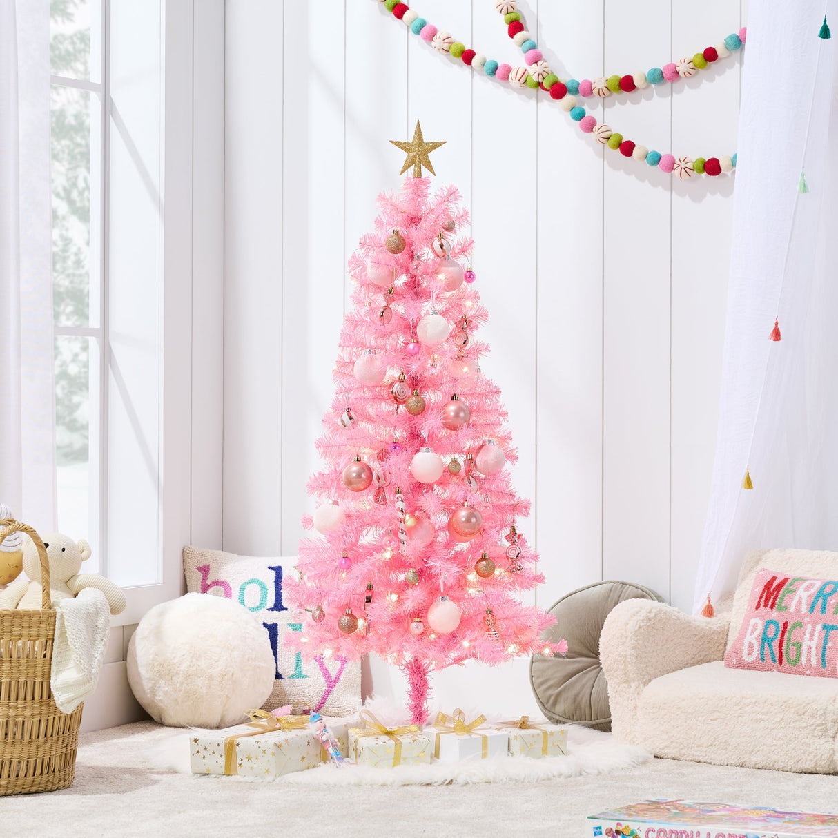 Pre Lit Colorful Mini Spruce Christmas Tree with LED Lights 4ft
