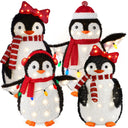 4-Piece Lighted Pop-Up Penguin Family Christmas Decoration with 300 LED Lights