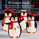 4-Piece Lighted Pop-Up Penguin Family Christmas Decoration with 300 LED Lights