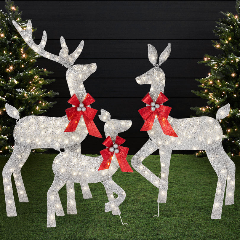 3-Piece Lighted Christmas Deer Family Outdoor Decoration with 175 LED Lights