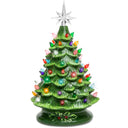 15-Inch Pre-Lit Ceramic Tabletop Christmas Tree with Star Toppers