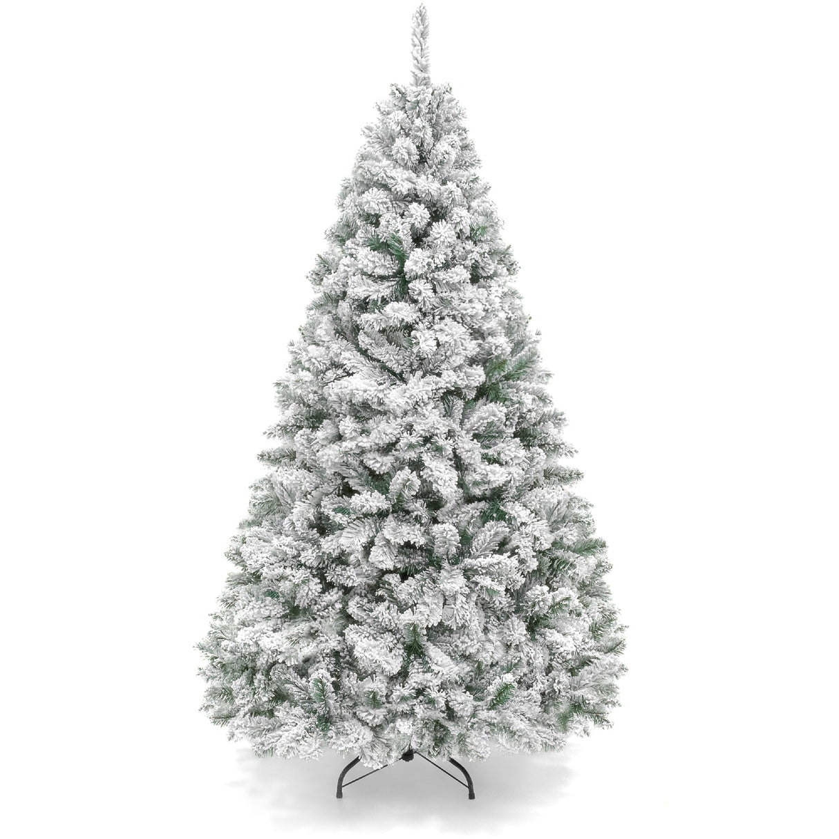 Snow Flocked Pine Christmas Tree with Metal Stand Base